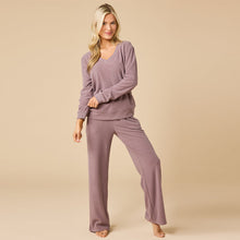 Load image into Gallery viewer, Softies Vintage Velvet V-Neck w/Full Leg Pant Driftwood
