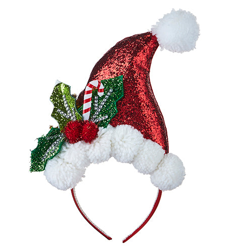 Santa Hat Headband w/Holly