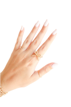 Load image into Gallery viewer, Beaded Blondes Gold Bow Ring

