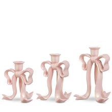 Load image into Gallery viewer, Pink Pearlescent Bow Candlesticks
