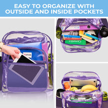 Load image into Gallery viewer, Clear Backpack For School XL Purple
