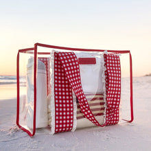 Load image into Gallery viewer, Case Mate Jelly Tote w/Phone Pouch - Clear Cherry Gingham Eyelet Ruffle
