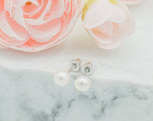 Load image into Gallery viewer, Sterling Silver Screw-Back White Pearl Earrings for Children
