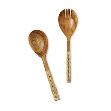 Load image into Gallery viewer, Wood + Wicker Serving Set
