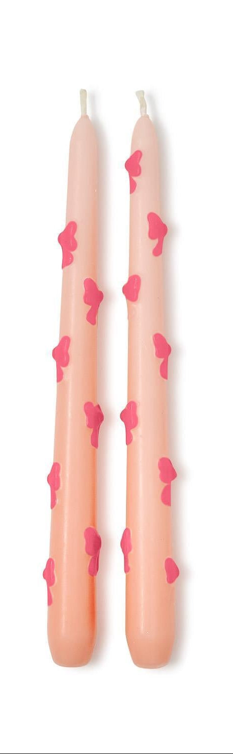Pink Bow Taper Candles