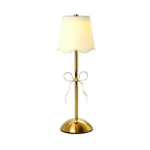 Load image into Gallery viewer, Cordless + Rechargeable Gold Bow Table Lamp

