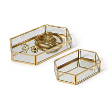 Load image into Gallery viewer, Glass and Brass Hand-Crafted Hexagon Table / Desk Trays
