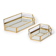 Load image into Gallery viewer, Glass and Brass Hand-Crafted Hexagon Table / Desk Trays
