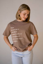 Load image into Gallery viewer, Heavenly Things Tee- Vintage Brown | Women&#39;s Christian Tee
