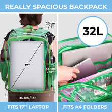 Load image into Gallery viewer, Clear Backpack For School XL Green
