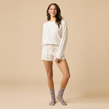 Load image into Gallery viewer, Softies Cable Knit Marshmallow Crew Neck w/Shorty Set - Almond
