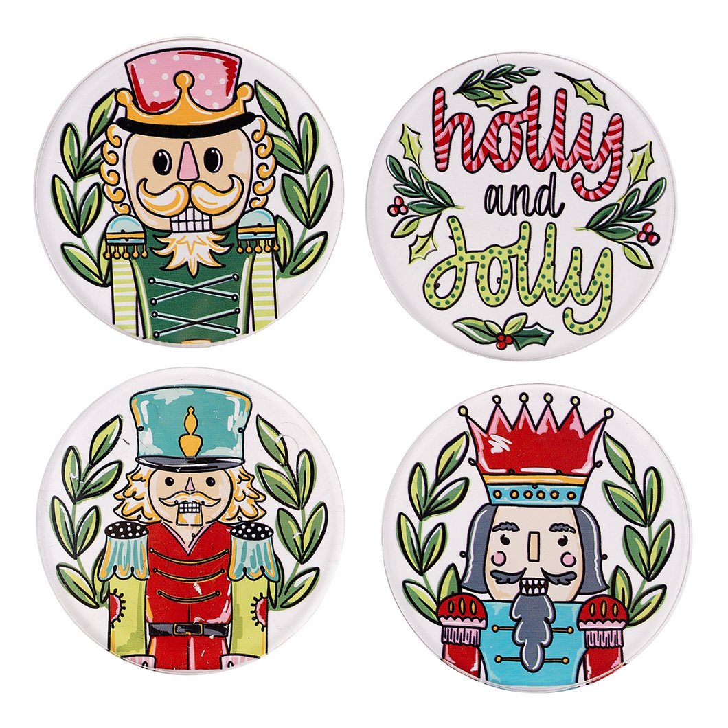 Holly Jolly Nutcracker Coaster Set/4