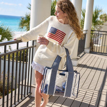 Load image into Gallery viewer, Case Mate Jelly Tote w/Phone Pouch - Clear Navy Gingham Eyelet Ruffle
