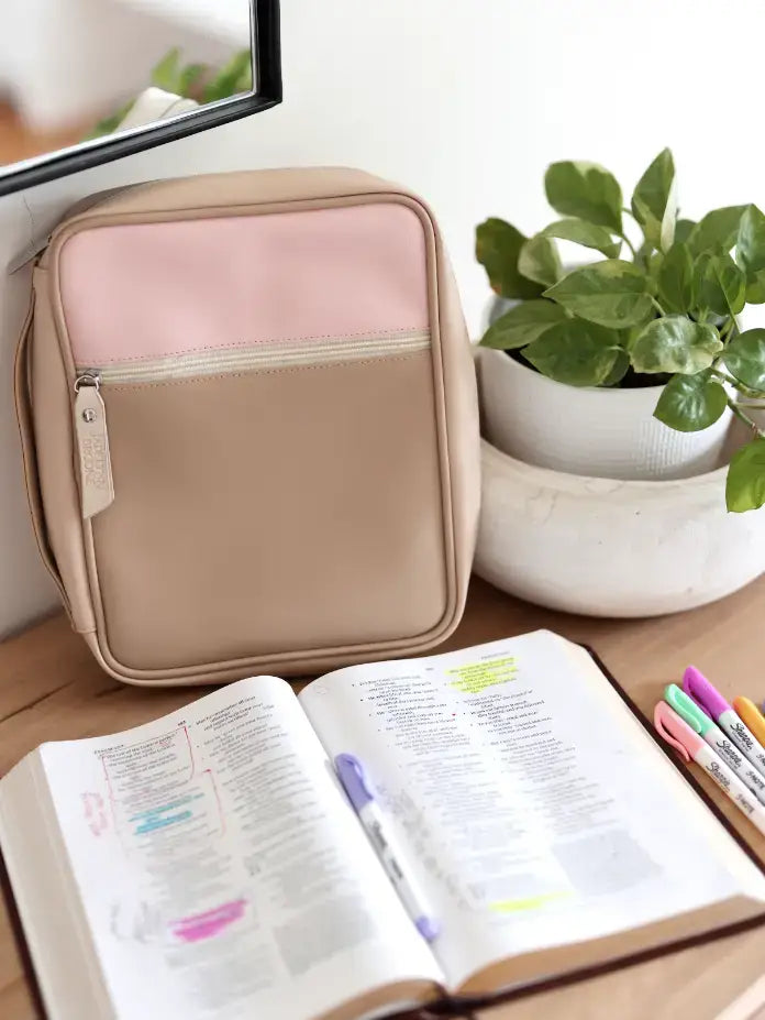 Bible Cover Tan/Pink