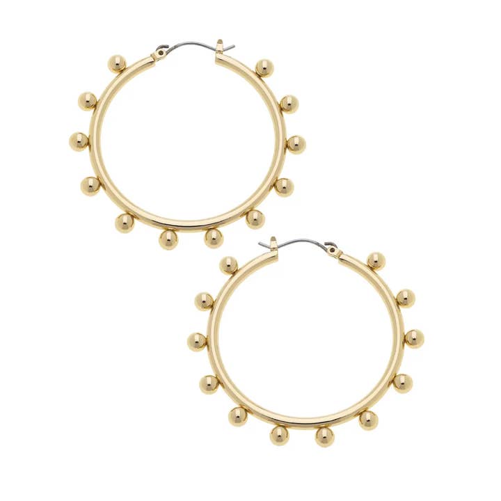 Katie Ball Bead Hoop Earring Shiny Gold
