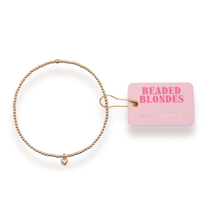 Beaded Blondes Gold Heart Charm Bracelet