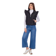 Load image into Gallery viewer, Lile Ruffle Quilted Vest Black
