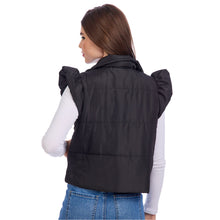 Load image into Gallery viewer, Lile Ruffle Quilted Vest Black
