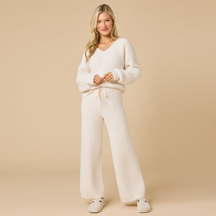 Softies Waffle Marshmallow V-Neck w/Long Pant Almond