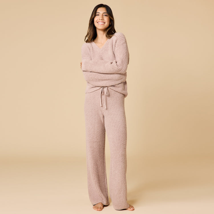 Softies Waffle Marshmallow V-Neck w/Long Pant Coco