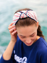 Load image into Gallery viewer, Shiraleah Red White and Navy Wide Knotted Headband
