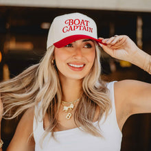 Load image into Gallery viewer, Boat Captain Two-Toned Retro Hat: Red and Tan
