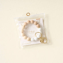 Load image into Gallery viewer, Hands-Free Silicone Beaded Keychain Wristlet - Oatmilk Latte

