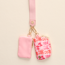 Load image into Gallery viewer, Dynamic Duo Pouch Wristlet-Blushing Bows
