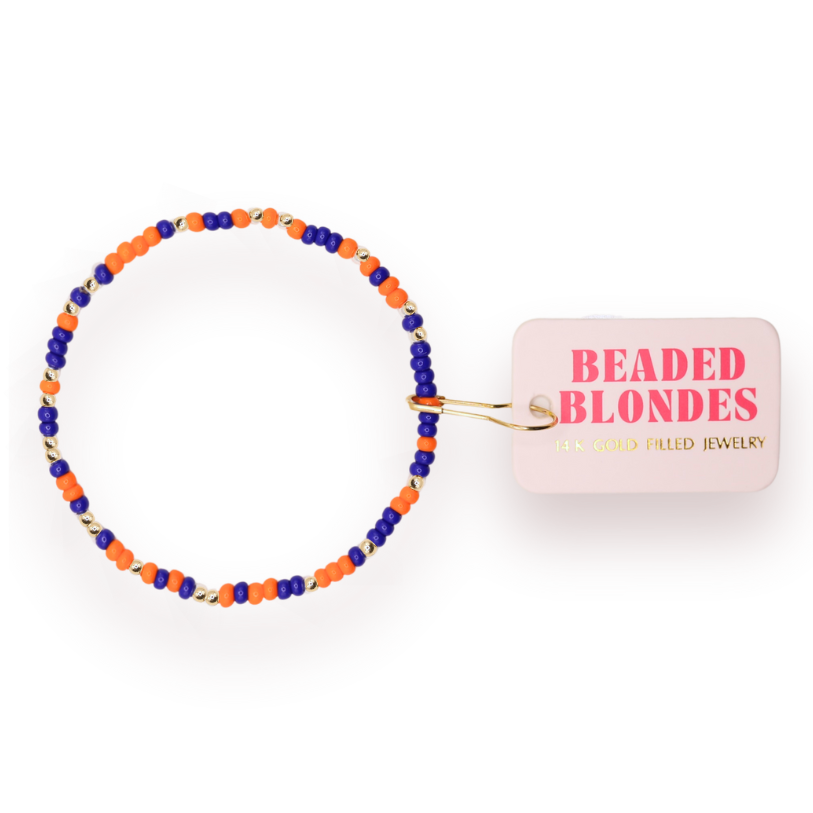 Beaded Blondes Navy and Orange Sprinkle Bracelet
