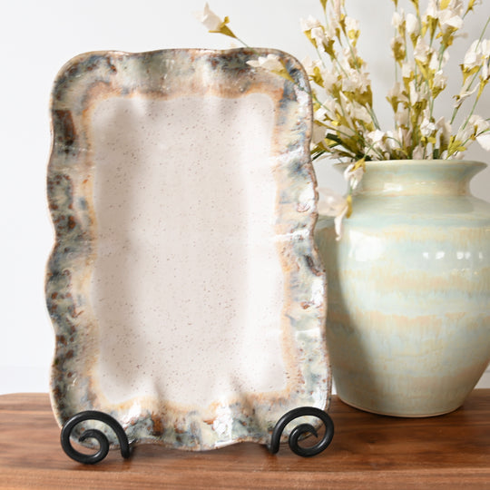 Etta B Pottery Ruffled Rectangle Dish