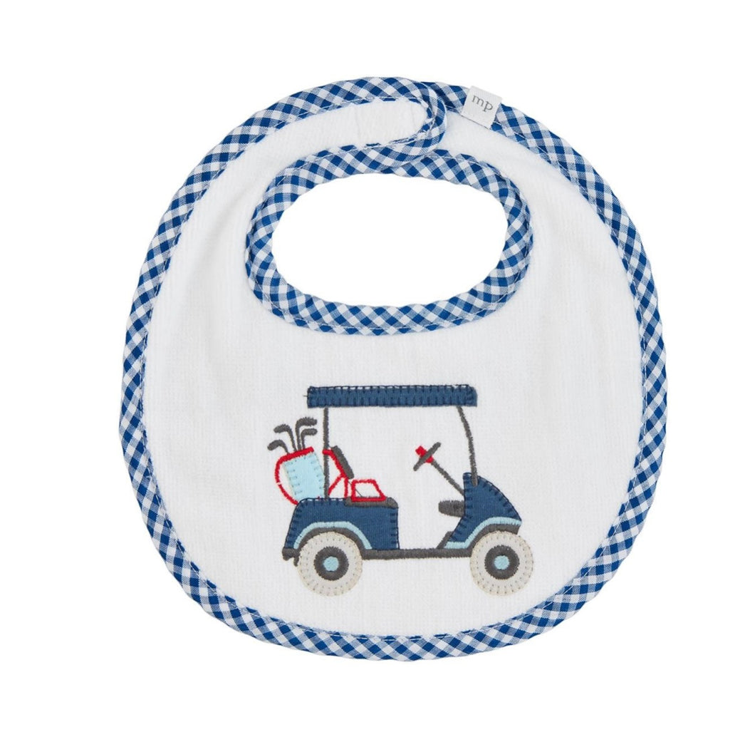 Mudpie Appliqué Blue Golf Cart Bib