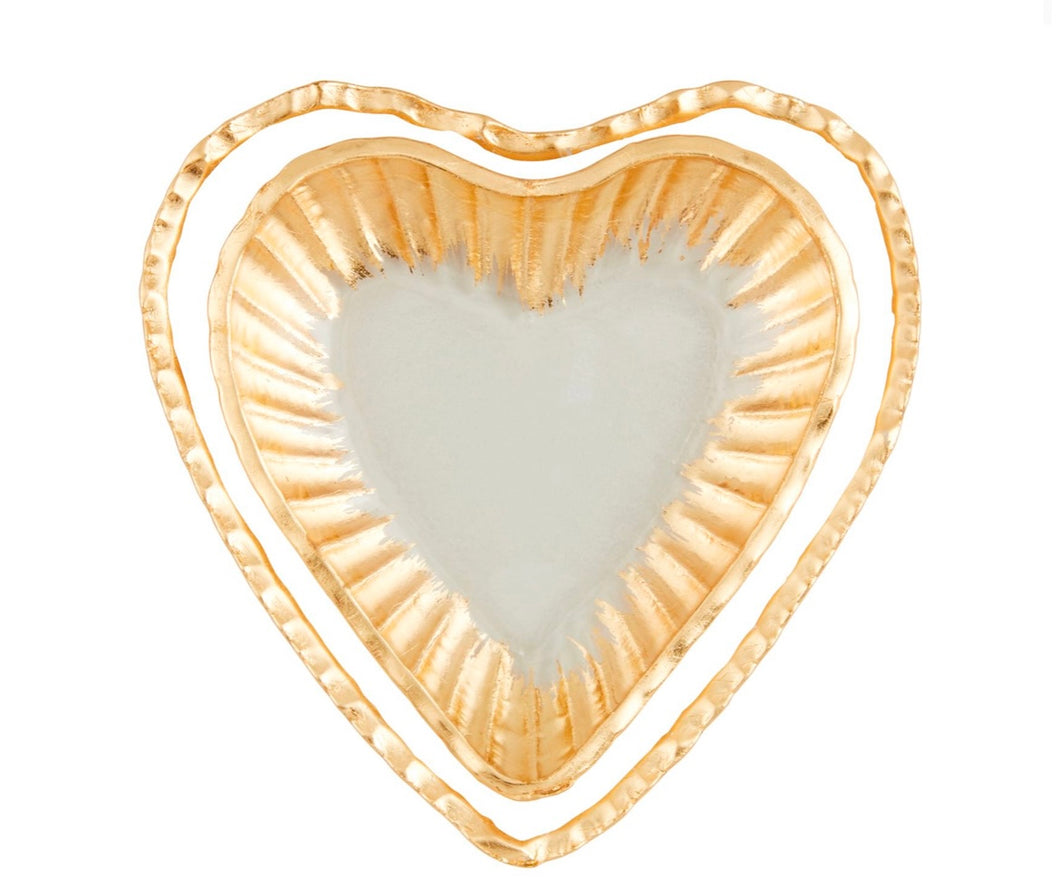 Glass Heart Trinket Trays