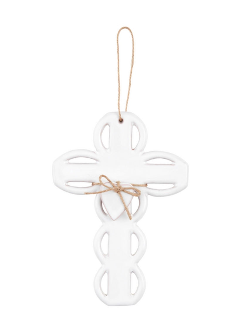 Medium Scalloped Ceramic Cross