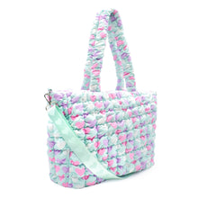 Load image into Gallery viewer, Heart Quilted Scrunch Tote with Detachable Strap
