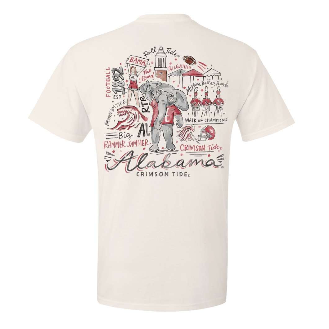 Alabama Gameday Collage T-Shirt Ivory