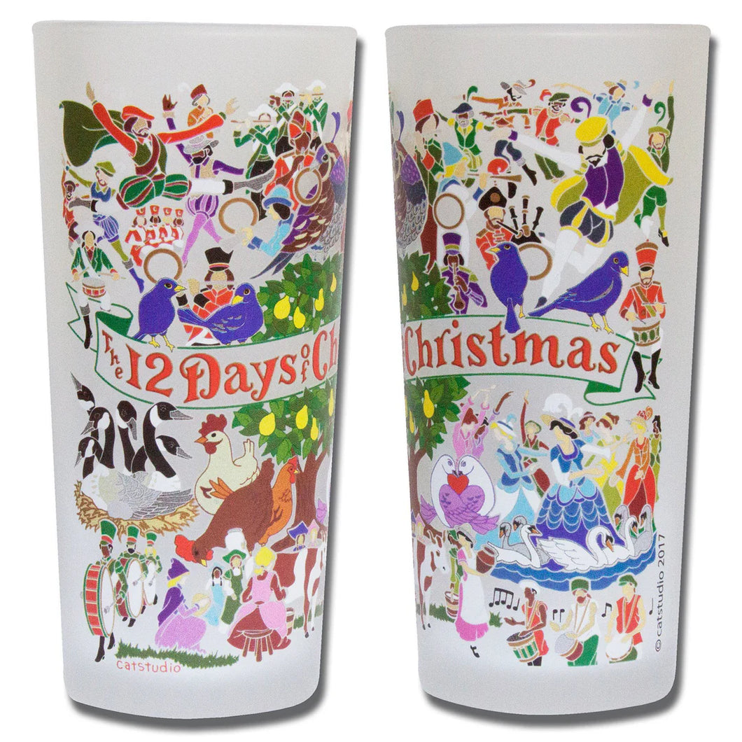 12 Day of Christmas Glass Set of 2
