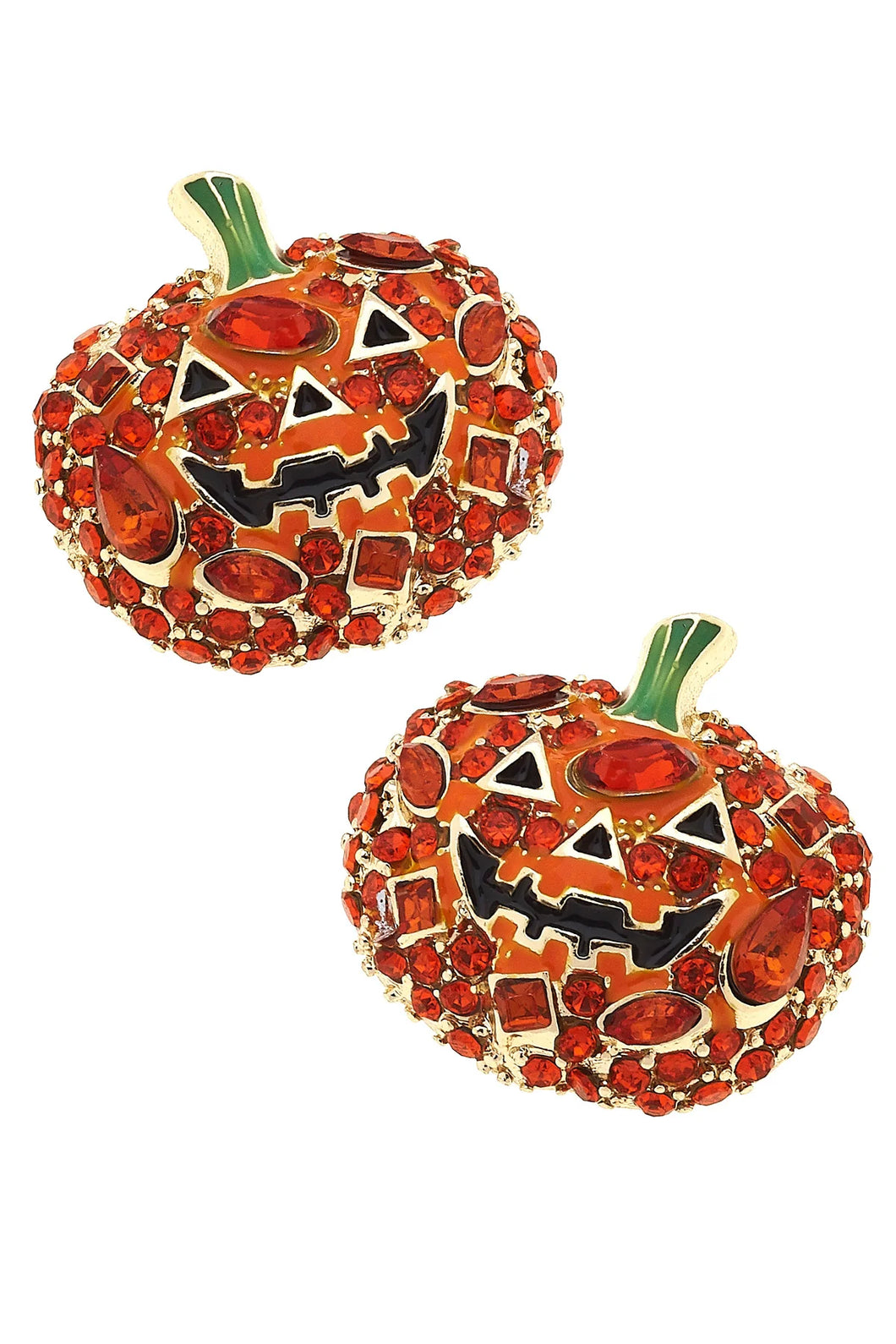 Pave Pumpkin Earrings in Orange