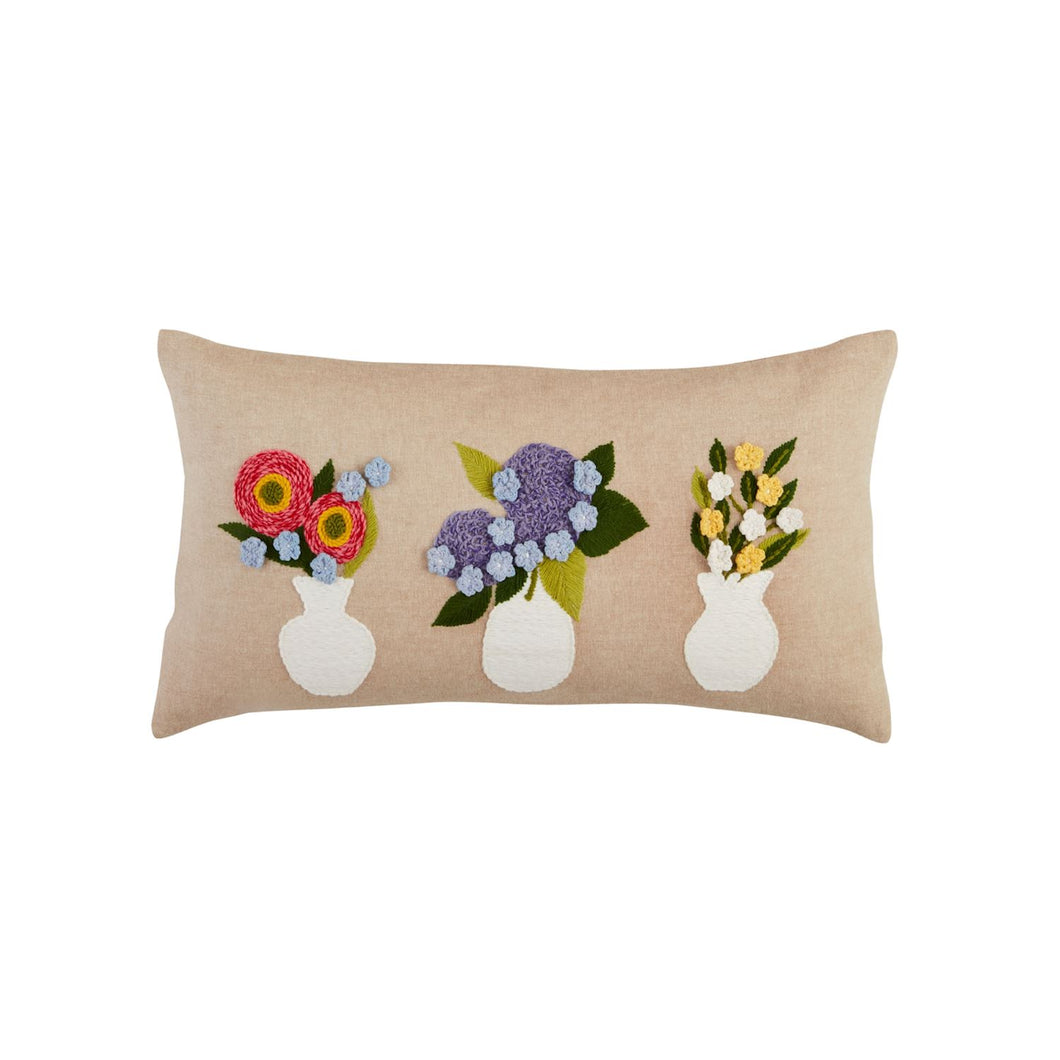 Lumbar Flower Vase Emb Pillow