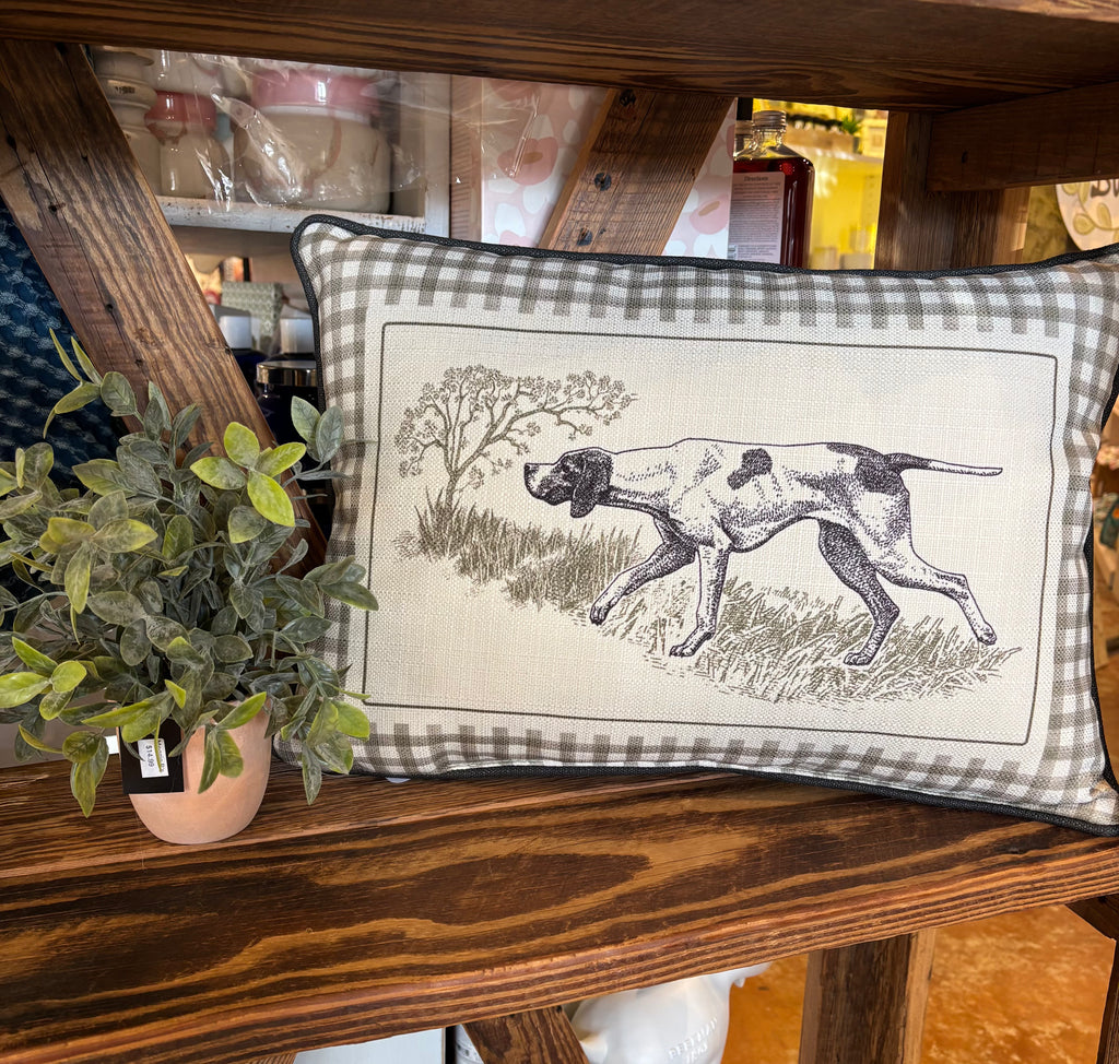Gingham Hunting Dog Pillow - Thumbnail 2