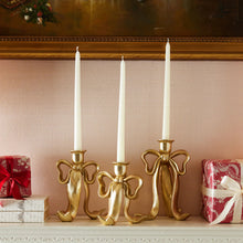 Load image into Gallery viewer, Gold Bow Candlesticks
