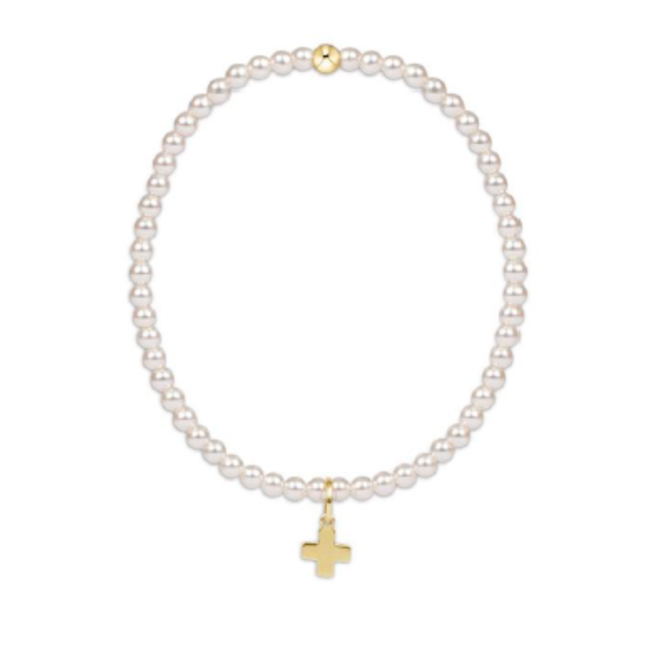 Enewton Classic Pearl 3MM Signature Cross Gold