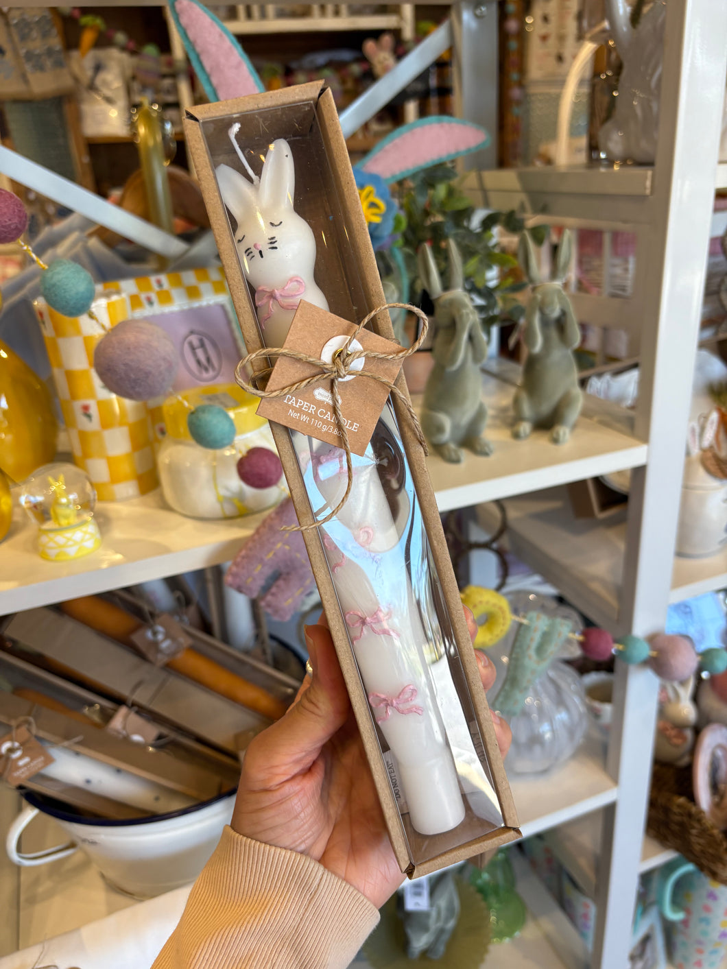 Pink Bow Bunny Easter Taper