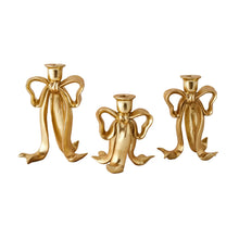 Load image into Gallery viewer, Gold Bow Candle Holder
