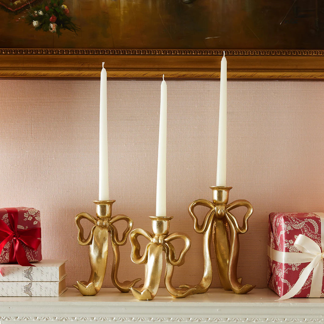 Gold Bow Candle Holder