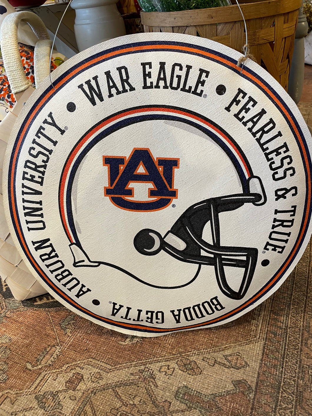 Auburn Wreath/Helmet Burlee Doorhanger