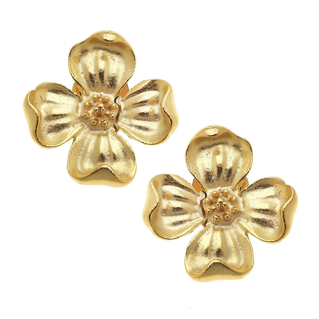 Susan Shaw Gold Dogwood Flower Post Earring