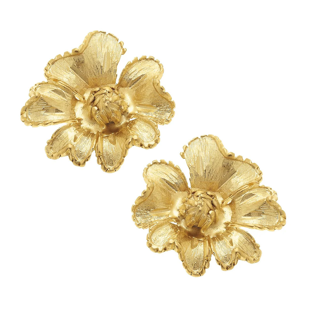 Susan Shaw Gold Multi-Petal Flower Earring