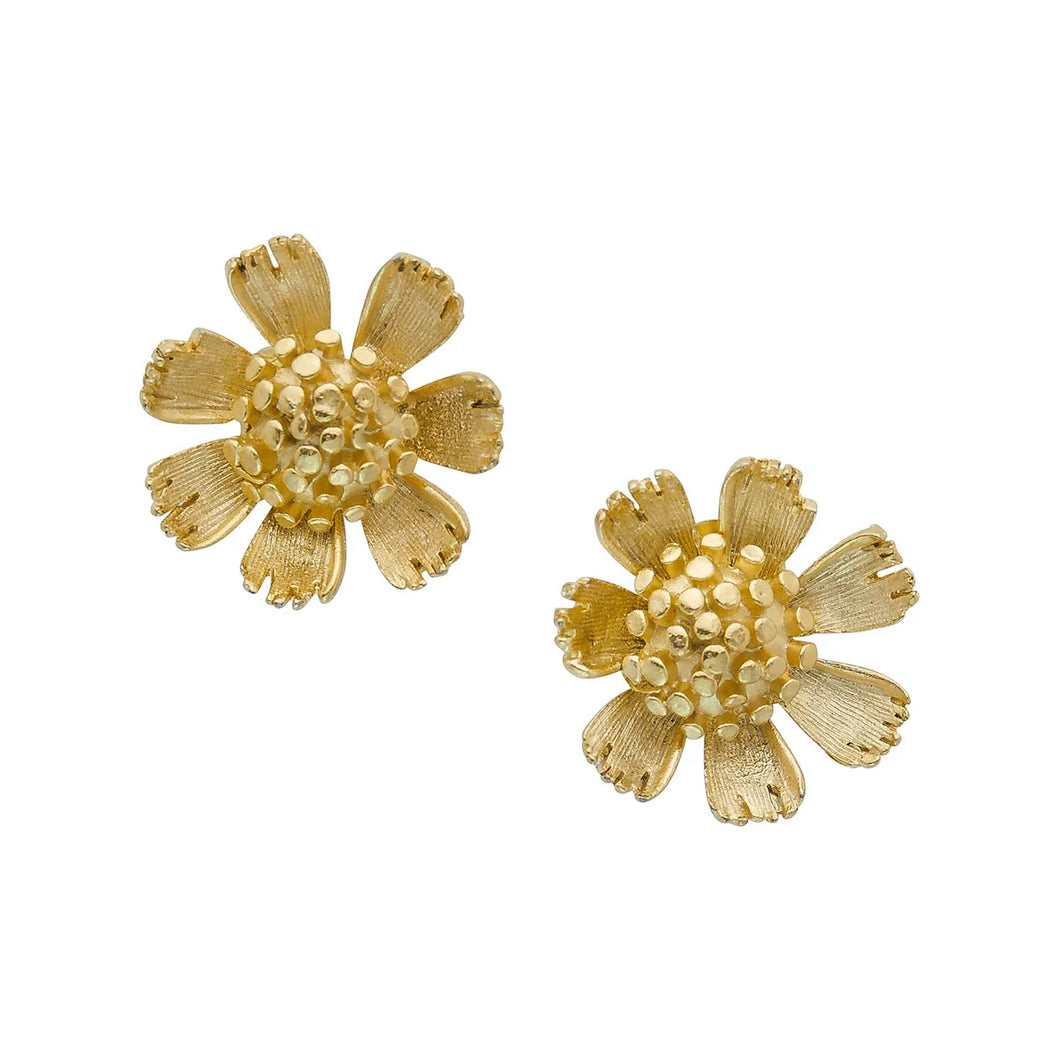 Susan Shaw Gold Flower w/Beaded Center Earring