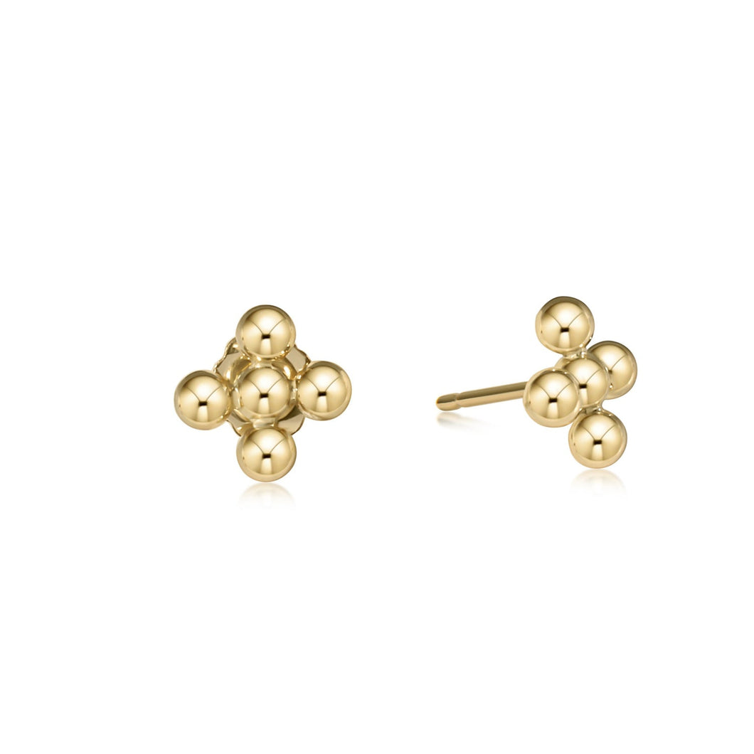 Enewton  Classic Beaded Signature Cross Small Stud 2mm Bead Gold