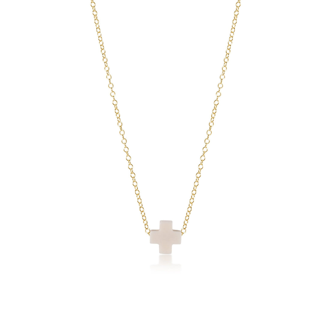 Enewton Egirl Signature Cross Necklace Off-White Gold 14